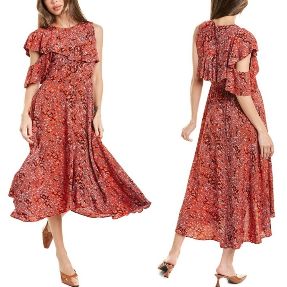 MAJEFloral Print Long Dress